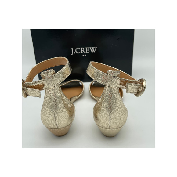NEW J CREW METALLIC GOLD WEDGE ANKLE STRAP SANDALS - Picture 7 of 10